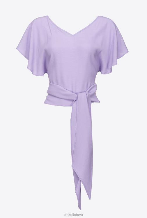 viršuje | DH06P406 krepinio marokaino viršus su varčia Pinko violetinė tulpė