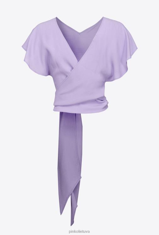 viršuje | DH06P406 krepinio marokaino viršus su varčia Pinko violetinė tulpė