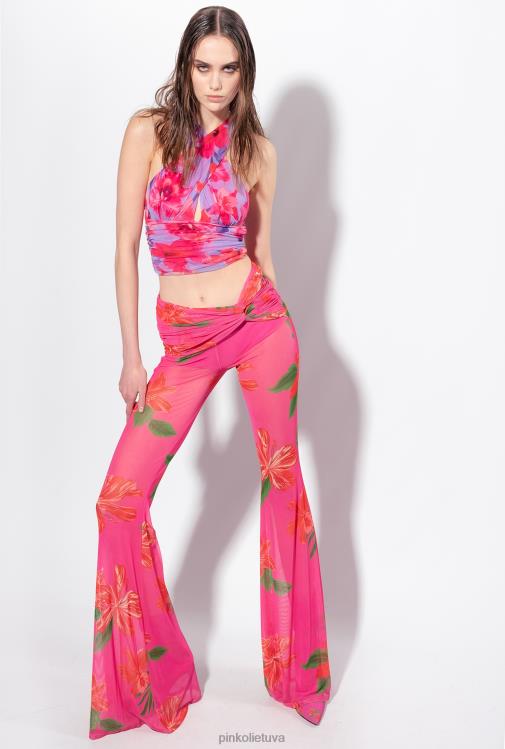 viršuje | DH06P416 Viršutinė dalis su tropinių gėlių raštu Pinko alyvinė/šviesiai rožinė/fuksija