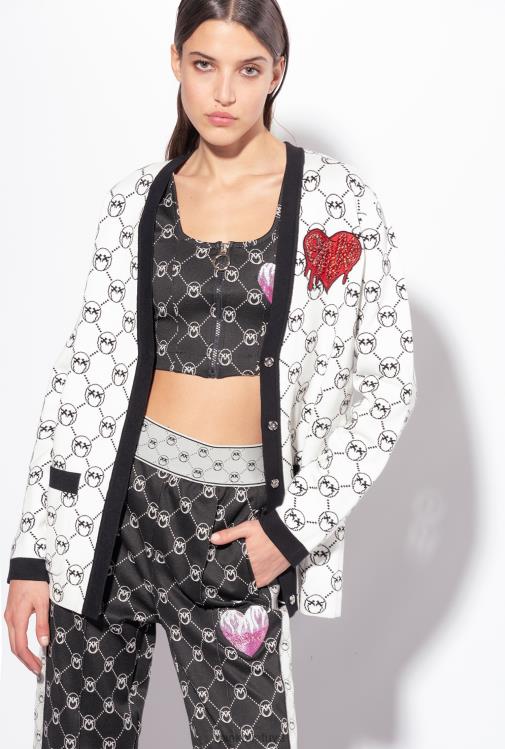 viršuje | DH06P421 megztas žakardo monogramos apkarpymo viršus Pinko juoda/ekru