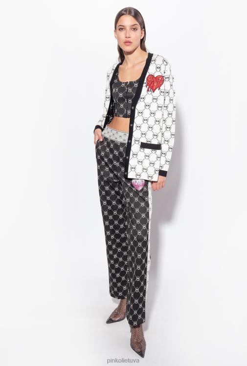 viršuje | DH06P421 megztas žakardo monogramos apkarpymo viršus Pinko juoda/ekru