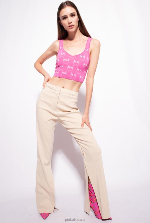 viršuje | DH06P422 monograma žakardo crop top Pinko fuksija/rožinė