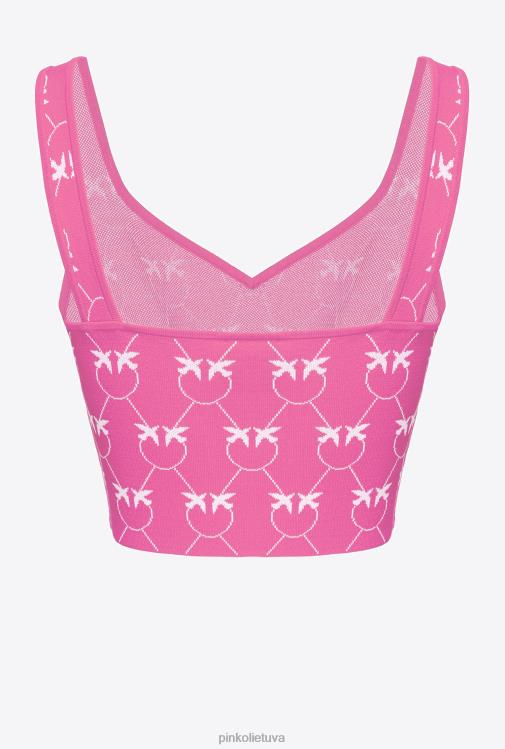 viršuje | DH06P422 monograma žakardo crop top Pinko fuksija/rožinė