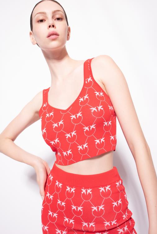 viršuje | DH06P423 monograma žakardo crop top Pinko raudona/rožinė