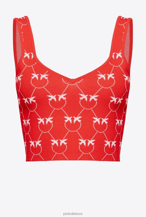 viršuje | DH06P423 monograma žakardo crop top Pinko raudona/rožinė