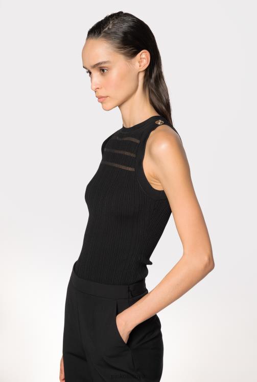 viršuje | DH06P431 briaunotas viršus su permatomomis detalėmis Pinko limuzinas juodas