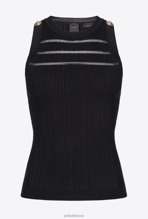 viršuje | DH06P431 briaunotas viršus su permatomomis detalėmis Pinko limuzinas juodas