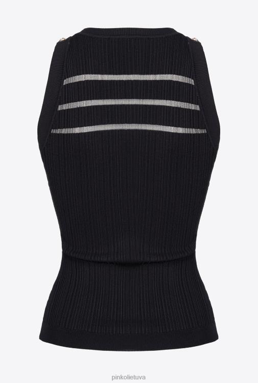 viršuje | DH06P431 briaunotas viršus su permatomomis detalėmis Pinko limuzinas juodas