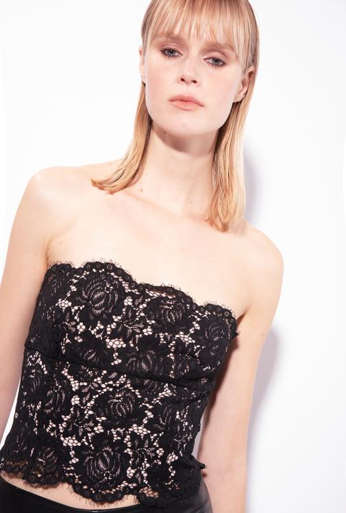 viršuje | DH06P434 nėriniuota krūtinė Pinko limuzinas juodas