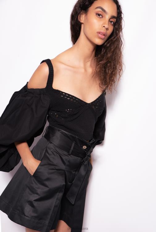 viršuje | DH06P440 trikotažas ir poplino viršus Pinko limuzinas juodas