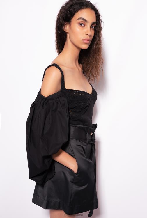 viršuje | DH06P440 trikotažas ir poplino viršus Pinko limuzinas juodas