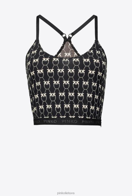 viršuje | DH06P442 meilės paukščių monogramos viršus Pinko juoda / kreminė