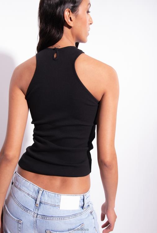 viršuje | DH06P444 briaunotas liemenės viršus Pinko limuzinas juodas