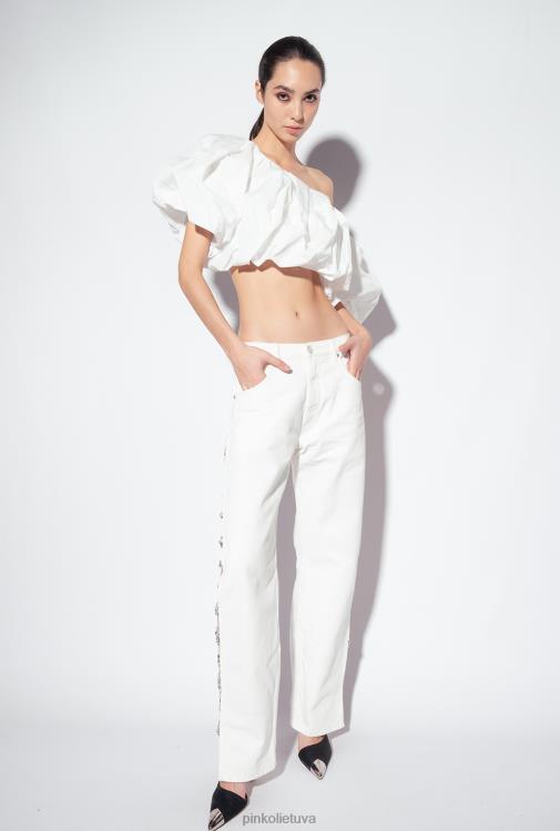 viršuje | DH06P447 galleria taffeta crop top Pinko beveik baltas