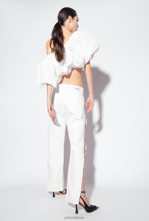 viršuje | DH06P447 galleria taffeta crop top Pinko beveik baltas