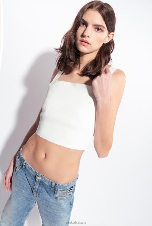 viršuje | DH06P448 tamprus lininis crop top Pinko debesis baltas