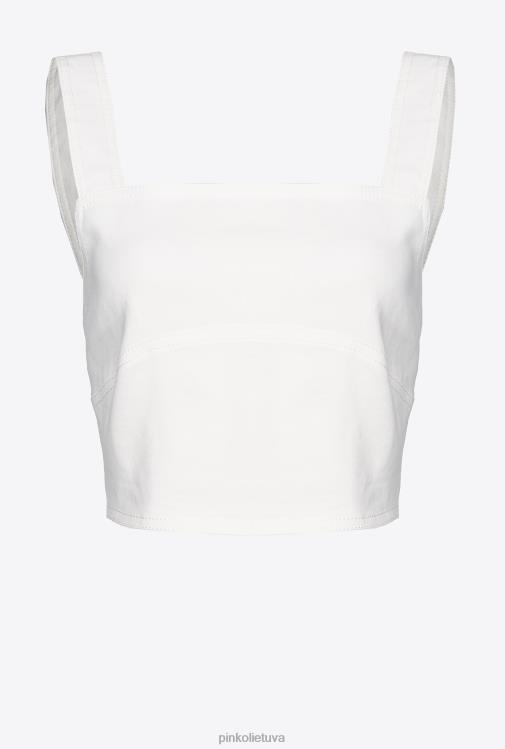 viršuje | DH06P448 tamprus lininis crop top Pinko debesis baltas