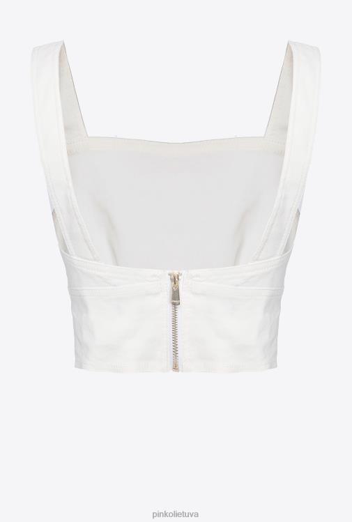 viršuje | DH06P448 tamprus lininis crop top Pinko debesis baltas
