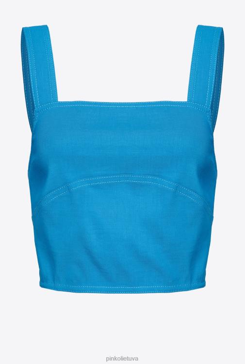 viršuje | DH06P449 tamprus lininis crop top Pinko direktorius mėlynas
