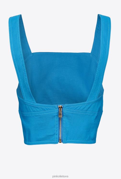 viršuje | DH06P449 tamprus lininis crop top Pinko direktorius mėlynas