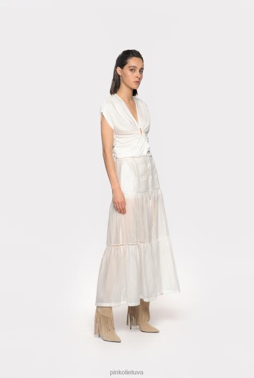 viršuje | DH06P464 apvyniokite viršų su išpjova Pinko visiškai baltas