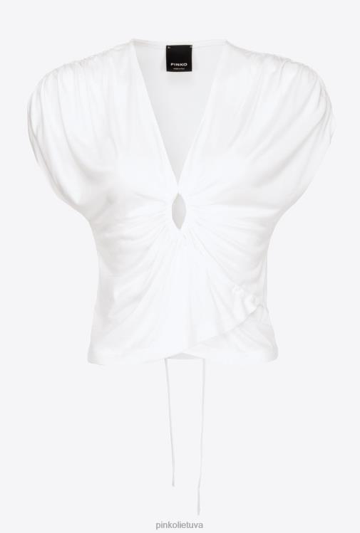 viršuje | DH06P464 apvyniokite viršų su išpjova Pinko visiškai baltas