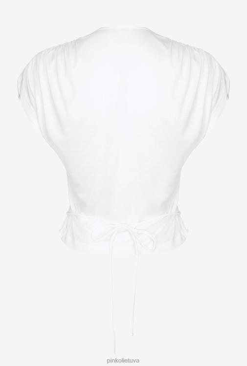 viršuje | DH06P464 apvyniokite viršų su išpjova Pinko visiškai baltas