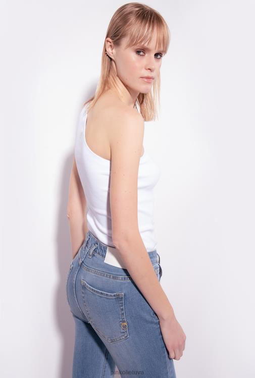 viršuje | DH06P469 vieno peties viršus su siuvinėjimu Pinko ryškiai balta