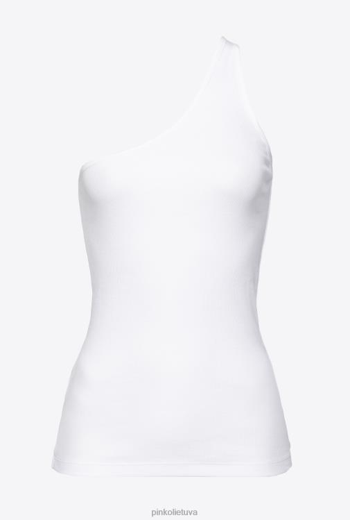 viršuje | DH06P469 vieno peties viršus su siuvinėjimu Pinko ryškiai balta