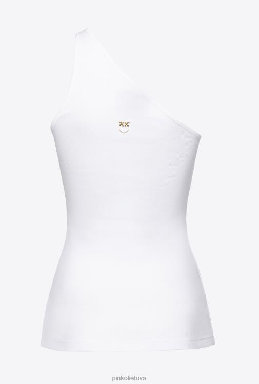 viršuje | DH06P469 vieno peties viršus su siuvinėjimu Pinko ryškiai balta