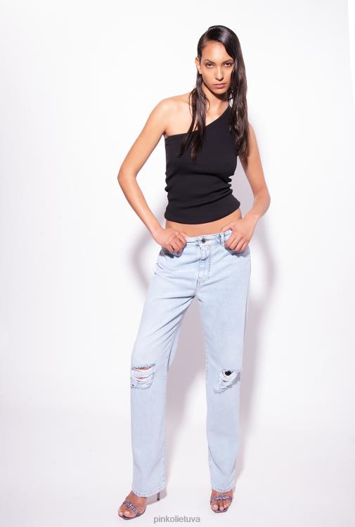 viršuje | DH06P470 vieno peties viršus su siuvinėjimu Pinko limuzinas juodas