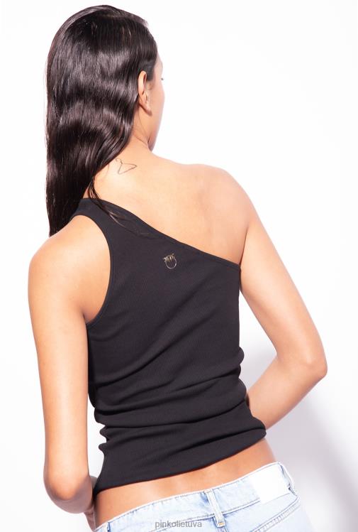 viršuje | DH06P470 vieno peties viršus su siuvinėjimu Pinko limuzinas juodas