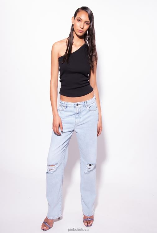 viršuje | DH06P470 vieno peties viršus su siuvinėjimu Pinko limuzinas juodas