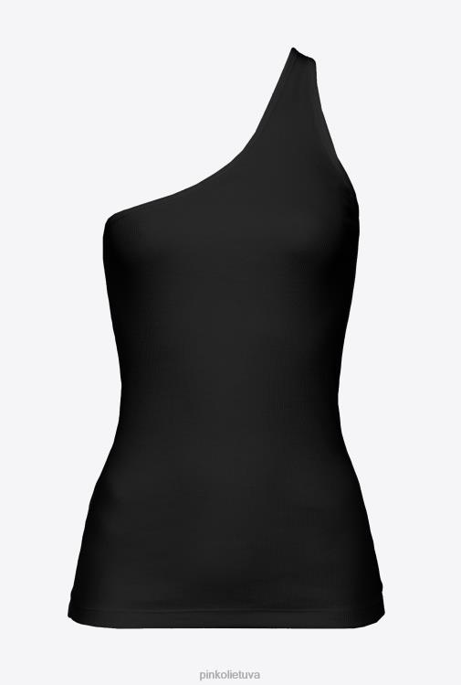 viršuje | DH06P470 vieno peties viršus su siuvinėjimu Pinko limuzinas juodas