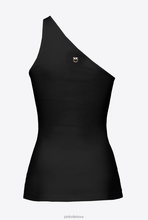 viršuje | DH06P470 vieno peties viršus su siuvinėjimu Pinko limuzinas juodas