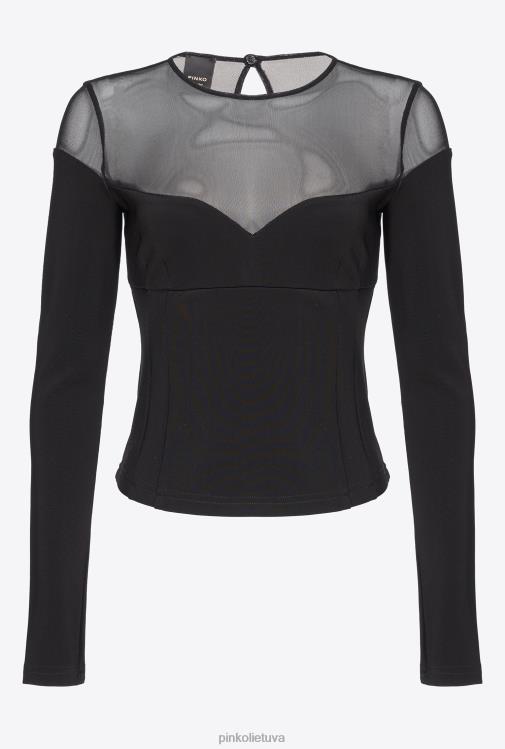 viršuje | DH06P473 neopreno ir tiulio viršus Pinko limuzinas juodas