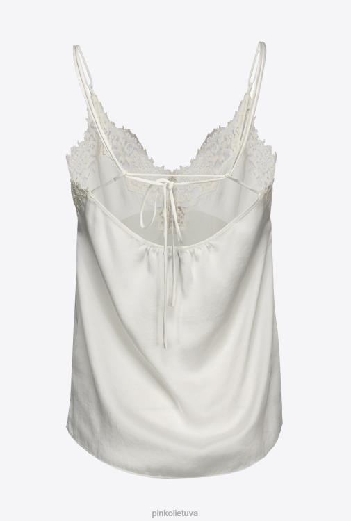 viršuje | DH06P479 satino ir nėrinių viršus Pinko debesis baltas