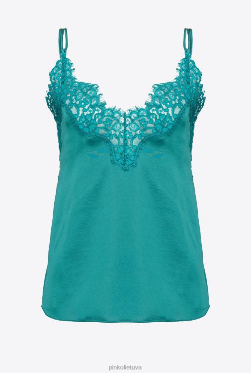 viršuje | DH06P480 satino ir nėrinių viršus Pinko parasparninis žalias