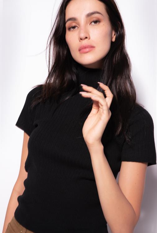 viršuje | DH06P484 trumpomis rankovėmis briaunotas viršus Pinko limuzinas juodas