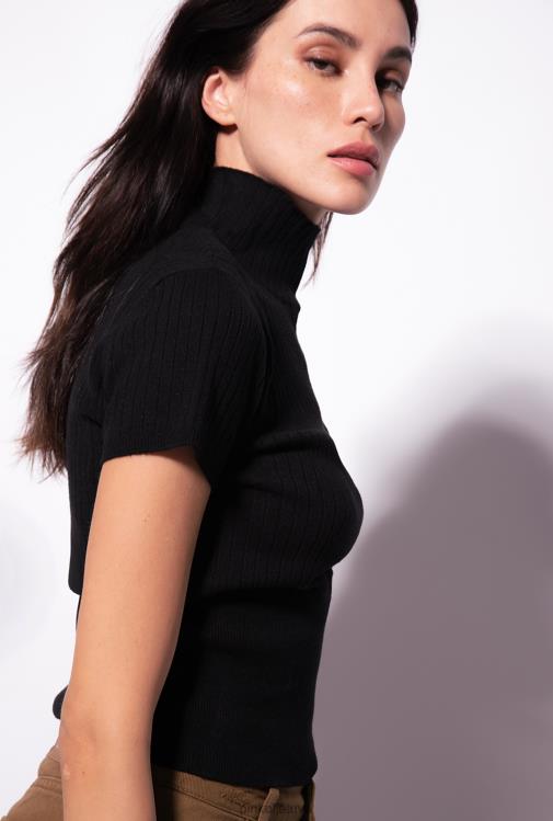 viršuje | DH06P484 trumpomis rankovėmis briaunotas viršus Pinko limuzinas juodas