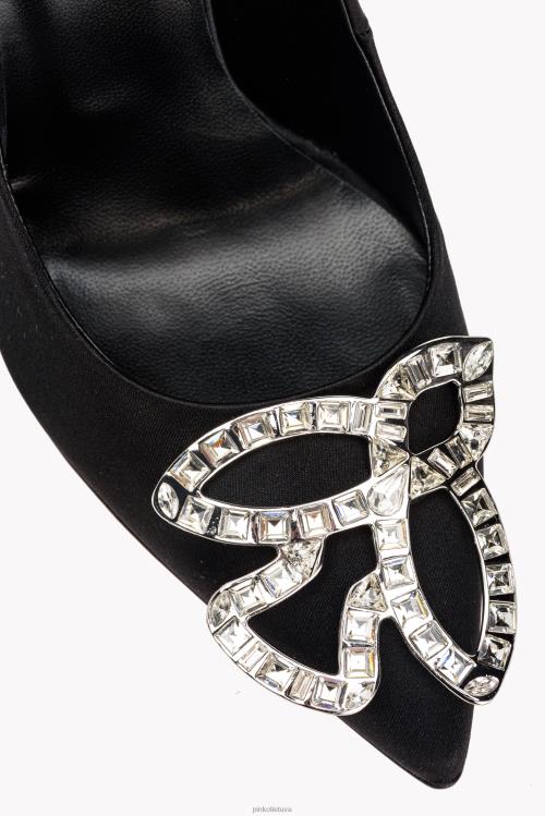 batai | DH06P1081 pompos su meilės paukščių papuošalų detalėmis Pinko limuzinas juodas