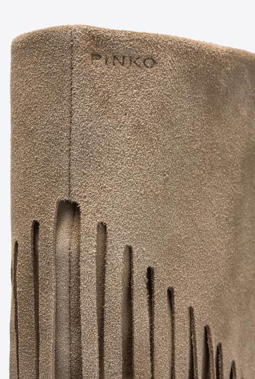 batai | DH06P1100 zomšiniai batai su kutais Pinko smėlio spalvos-šviesiai taupe