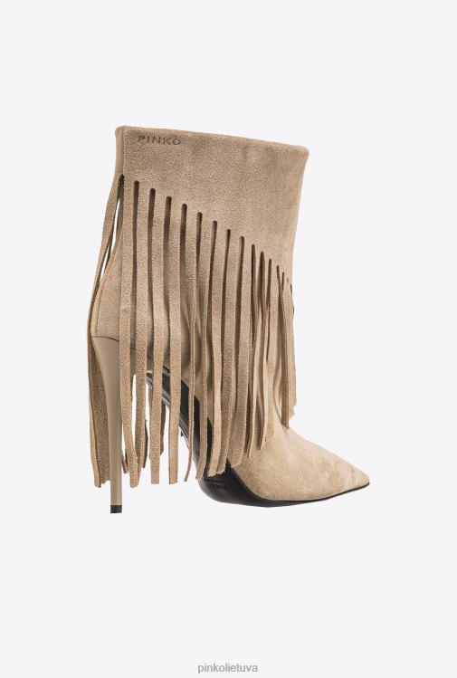 batai | DH06P1102 kulkšnies batai su kutais Pinko smėlio spalvos-šviesiai taupe