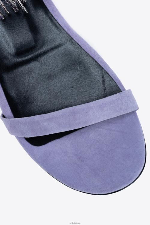 sandalai | DH06P1078 plokščios basutės su kalnų krištolo kutais Pinko rainelė