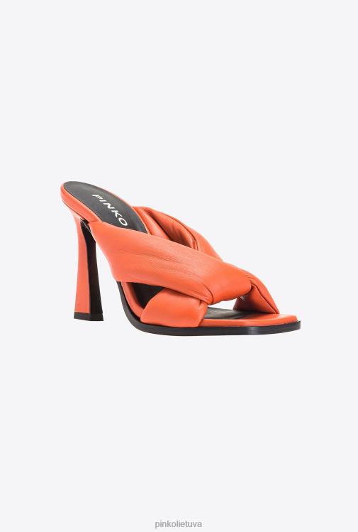sandalai | DH06P1086 Nappa odiniai bateliai su kulnais Pinko ryškiai oranžinė