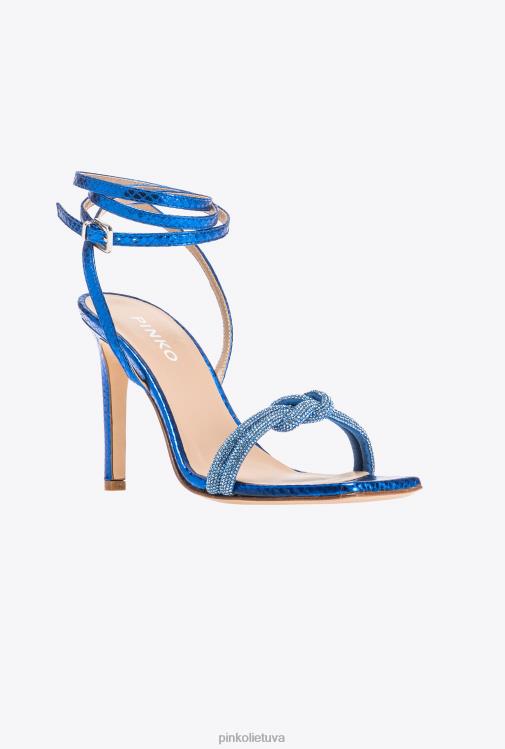 sandalai | DH06P1092 sandalai su kalnų krištolo mazgu Pinko Clematis mėlyna