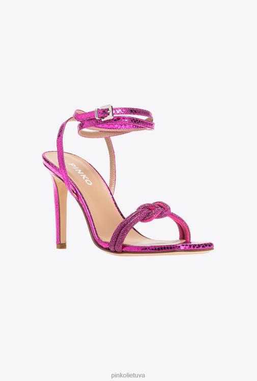 sandalai | DH06P1093 sandalai su kalnų krištolo mazgu Pinko aviečių raudonumo