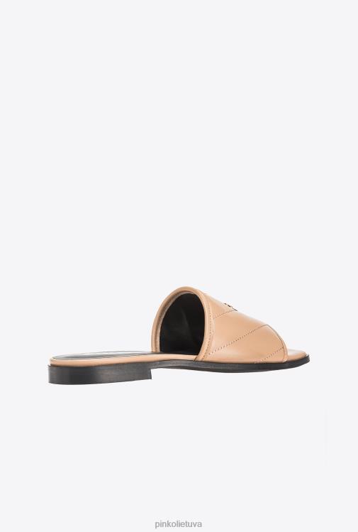 sandalai | DH06P1112 dygsniuotos nappa odos užsegimai Pinko degantis smėlio-smėlio spalvos