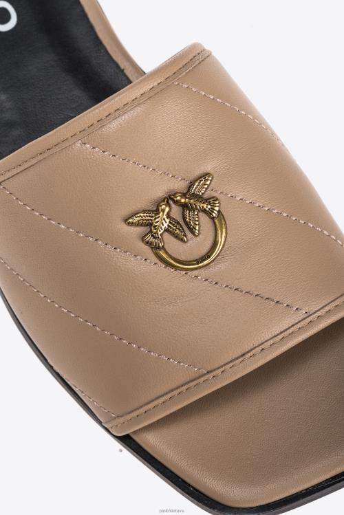 sandalai | DH06P1112 dygsniuotos nappa odos užsegimai Pinko degantis smėlio-smėlio spalvos