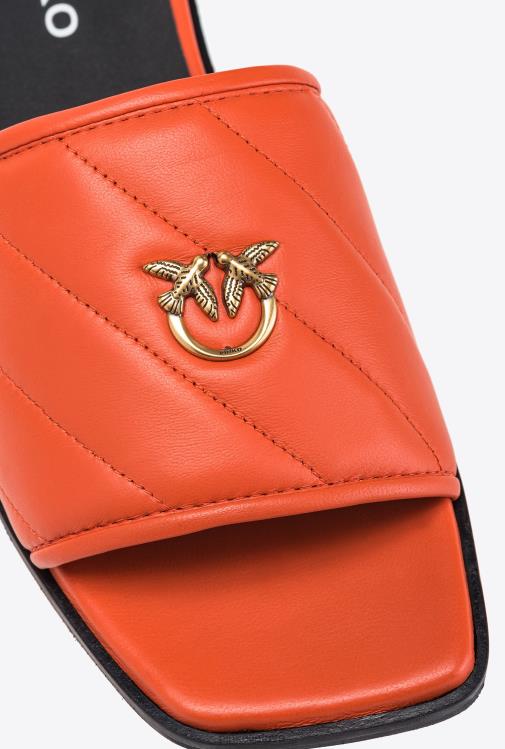 sandalai | DH06P1113 dygsniuotos nappa odos užsegimai Pinko ryškiai oranžinė